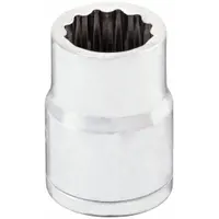 WESTWARD Socket: SAE, 3/8 in Drive Size, 3/8 in Socket Size, 12-Point, Std, Chrome, 1 in Overall Lg