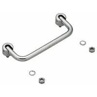 Stainless steel folding pull handle with mirror finish and silver color. Features threaded M6 mounting holes, non-recessed projection type, and 0.39 in grip thickness. Suitable for use on industrial enclosures, control cabinets, and equipment panels where a retractable grip is needed