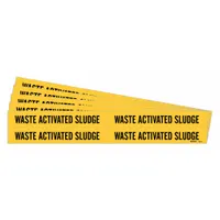 Pipe Marker: Waste Activated Sludge, Yellow, Black, Fits 3/4 to 2 3/8 in Pipe O.D., 5 PK (MPN 7300-4-PK)