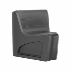 Armless lounge chair with black polyethylene seat and freestanding design. Suitable for commercial waiting areas, lobbies, and break rooms. UL 94 HB flame rated and Green Guard Gold Certified.