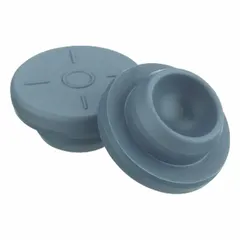 Gray bromobutyl stopper with 13 mm top diameter, 7.9 mm bottom diameter, and 6.3 mm overall height. Complies with USP <381> and EP3.2.1 standards. Used for sealing pharmaceutical vials and laboratory containers requiring low gas permeability and chemical resistance.