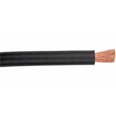 Single-conductor battery cable, 6 AWG, 25 ft length, black insulation. Rated for 60 V. Suitable for low-voltage power distribution in automotive and equipment battery connections.