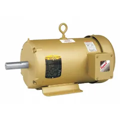 Totally enclosed fan-cooled (TEFC) 3-phase AC motor with rigid base mount. Delivers 5 hp at 1750 RPM on 208-230/460V AC, drawing 13.4/6.7 A full load. Suitable for continuous-duty industrial applications such as pumps, fans, conveyors, and compressors.