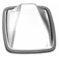 Convex rectangular mirror for passenger side of driver/passenger vehicles. Measures 6 in x 6-1/2 in, non-heated, non-motorized. Provides wide-angle view to reduce blind spots during lane changes and reversing
