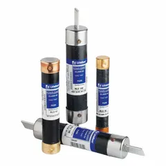 Class K5 fast-acting blade fuse rated 90 A at 250 V AC and 250 V DC. Non-indicating design provides overcurrent protection in industrial equipment such as motor circuits, control panels, and power distribution systems requiring rapid short-circuit response.