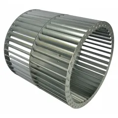 This Dayton blower wheel is an OEM replacement component for maintaining airflow in ventilation and HVAC systems. It is compatible with Dayton model 5NRD7. The wheel is designed for direct replacement in industrial air-moving equipment.