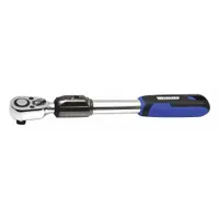 WESTWARD Hand Ratchet: Pear, Reversible, 17 1/4 in Overall Lg, Chrome, 5° Min Arc Swing