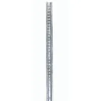 This steel U-channel sign post is 84 inches long and 2-1/4 inches wide, with a galvanized finish and silver color. It features a breakaway design for roadside safety and a prepunched open profile with 2-1/2 feet of the post punched. Used for mounting traffic signs, parking lot signage, and directional markers