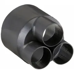 This 3M heat shrink breakout boot is designed to seal and protect cable splices and terminations at breakout points. It provides environmental sealing and strain relief for electrical and telecommunications cable management. The boot shrinks from a 1.2-inch inner diameter to 0.5 inches, ensuring a secure fit over cable jackets. Color is black, pack size is 1.