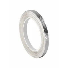 This ultra-conductive embossed foil electrical tape is designed for electrical shielding, grounding, and splicing applications. The silver acrylic construction and embossed foil backing provide enhanced conductivity and conformability. Suitable for cable repair, transformer maintenance, and electronic enclosure sealing where EMI/RFI protection is required. Rated for 600 V.
