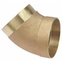 Bronze sweat fitting elbow for drain, waste and vent (DWV) systems. Connects 4-inch CTS copper tube to 4-inch CTS copper tube with female-threaded x female-threaded (FTG x FTG) ends. Used to change pipe direction in gravity-flow drainage applications