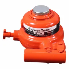 Miniature bottle jack for parts repair with 5 ton capacity. Features 3/4 in stroke and 3 3/8 in max lift. Complies with ASME B30.1. Suitable for confined-space lifting in automotive and industrial maintenance.