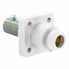 Female receptacle from Series 18 rated at 400 A. Features straight ball nose mating and double set screw terminations for secure high-current connections. Suitable for industrial power distribution systems requiring robust single-pole receptacles.
