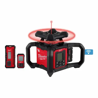 MILWAUKEE Laser Level Kit: 4,000 ft Range w/Receiver, Red Beam, Horizontal/Vertical - Horizontal & Vertical-Beam Rotary Laser Level Kits
