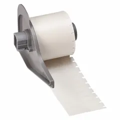 Wraparound label for wire and cable identification. White matte vinyl material resists smudging and abrasion. Designed for 10 AWG to 4 AWG wire gauge. Compatible with M710 printer series; requires M7-R4300 ribbon.