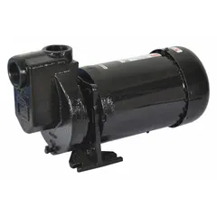 Self-priming centrifugal pump with TEFC motor enclosure for continuous duty. Operates on 230/460V AC, delivers up to 50 ft head, and has 1-1/2 in intake and discharge connections. Suitable for transferring water and thin liquids in irrigation, dewatering, and general fluid handling applications.