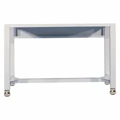 Steel base stand designed to support fume hoods in laboratory and industrial ventilation setups. Open-frame construction with no doors or drawers. Overall width 4 1/4 ft, overall depth 4 ft.