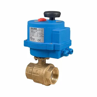 BONOMI Electrically Actuated Two-Way Ball Valve: 1 1/4 in, Brass, 12V AC/DC, FNPT x FNPT - Brass Electrically-Actuated Ball Valves