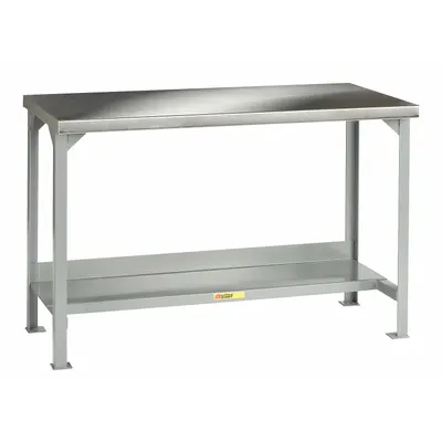 LITTLE GIANT Workbench: Fixed Ht, Stainless Steel, 48 in x 30 in - Workbenches with Lower Shelves