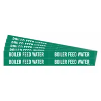 Pipe Marker: Boiler Feed Water, Green, White, Fits 3/4 to 2 3/8 in Pipe O.D., 4 Pipe Markers, 5 PK (MPN 7332-4-PK)