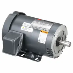 This 3 hp, 3-phase AC motor features a C-face with rigid base mounting and a totally enclosed non-ventilated (TENV) enclosure. It operates at 3490 RPM on 208-230/460V AC, drawing 1.3-1.3/0.70 A full load current. Suitable for industrial applications such as pumps, fans, conveyors, and machine tools, particularly in dirty, dusty, or moist environments.