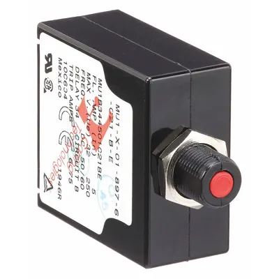 CARLING TECHNOLOGIES Panel Mount Circuit Breaker: 5 A Amps, 250V AC, 80V DC, Snap-In, 1.85 in Dp - Push Button Style, Front Panel-Mount Miniature Circuit Breakers