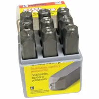 C.H. HANSON Hand Stamp Kit: 0 to 8 (With 6 Serving as 9), 1/2 in Character Ht, 4 in Shank Lg, Steel (MPN 26181)