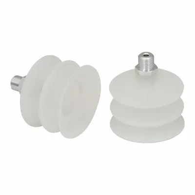 SCHMALZ Vacuum Pad Assembly: Multi-Bellows, 2.5 Folds, G1/4 in Vacuum Port, 65 mm Pad Dia - Bellows Type Food-Safe Vacuum Pad Assemblies