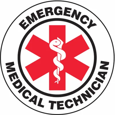 ACCUFORM Hard Hat Label: Emergency Medical Technician, 2 1/4 in Dia, English - Safety