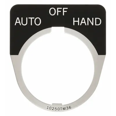 EATON Legend Plate: 30 mm Panel Mounting Size, Half-Round, 1 5/8 in Overall Wd - Push-Button Rings & Plates
