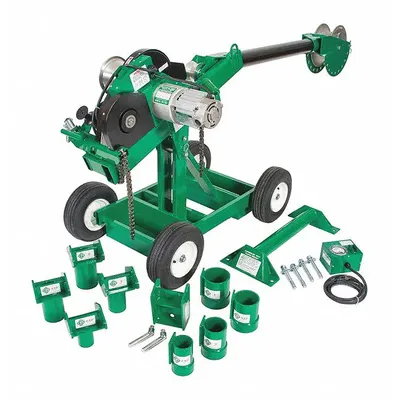 GREENLEE Cable Puller: Floor Mount/Wheeled, 6,500 lbf Max Force, 17 fpm Max Speed - Cable Pullers