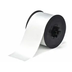 Continuous label roll with a tamper-indicating checkerboard pattern that provides visual evidence of label removal. Measures 3 in x 100 ft and is compatible with the BBP33 printer series. Used for security and compliance labeling in industrial environments.