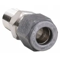 PARKER Compression Fitting Adapter: 1/4 in OD x 3/8 in Pipe Fitting Size, Compression x MNPT (MPN 4-6 FH4BZ-SS)