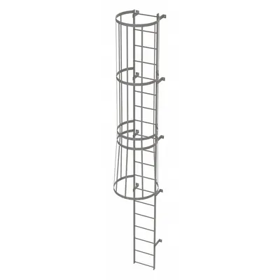 TRI-ARC Fixed Ladder with Safety Cage: 18 ft Overall Ht, 18 in Overall Wd, Steel - Safety Cage Fixed Ladders