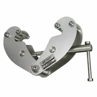 This beam lifting clamp is constructed from 304 stainless steel and features a bottom-center beam mount location. With a maximum jaw opening of 9 inches, it is used for lifting and positioning steel beams in construction, rigging, and industrial maintenance applications