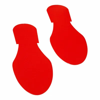 MIGHTY LINE Floor Marking Shape: Footprint, Footprint/Solid, Red, No Legend, 3 1/2 in x 9 1/2 in - Footprint-Shaped Floor Marking Tape