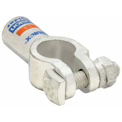 QUICKCABLE Clamp: Straight, Solder, 2/0 ga, Black Color, Positive, Copper/Tin - Straight Alignment