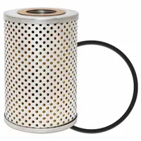 Cartridge-type hydraulic fluid filter with cellulose media and a 7/16 in inside diameter. Includes an attached gasket for installation. Compatible with hydraulic fluid and designed for John Deere vehicles