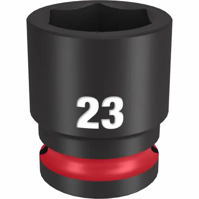 MILWAUKEE Standard Impact Socket: 1/2 in Drive Size, Metric, 23 mm Socket Size, 6-Point - 1/2" Drive Impact Sockets