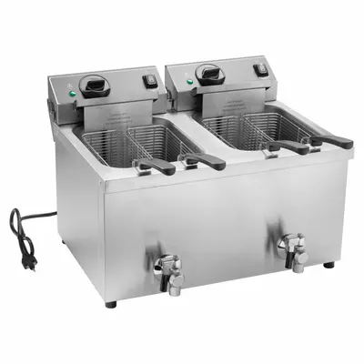 VOLLRATH Fryer: 2 Fry Pots, 15 lb Capacity, 20 5/8 in Overall Dp, 16 in Overall Ht - Electric Fryers