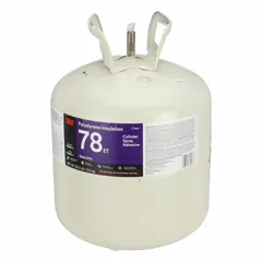 3M 78ET is a 29.3 lb tank spray adhesive with a green color and lace spray pattern. It bonds ceramic and secondary materials such as leather, forming a bond stronger than polystyrene foam. This interior-only adhesive is not water-resistant and has a VOC content over 500 g/L.
