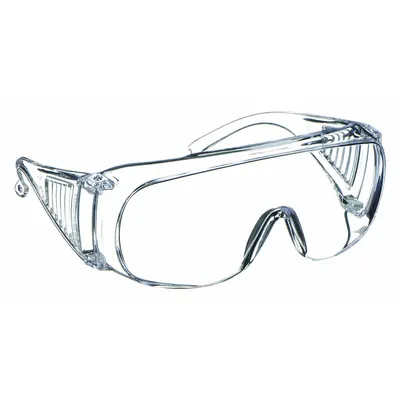 CONDOR Safety Glasses: Clear Lens, Frameless, Scratch-Resistant, Dielectric - Basic-Fit Visitor Safety Glasses
