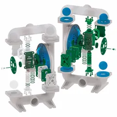Ring retainer used in industrial diaphragm pumps to secure internal rings and maintain assembly alignment. Suitable for fluid handling systems requiring reliable pump operation.