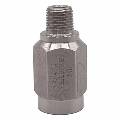 RAY Pressure Gauge Snubber: Stainless Steel, Piston, Stainless Steel NPT - Piston-Type Snubbers for Air, Water & Steam