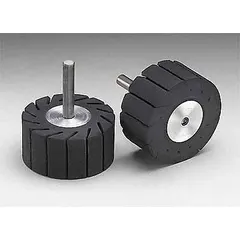 Slotted expander drum for mounting spiral abrasive bands. Features a 2 in diameter, 1 in width, and a 1/4 in straight-shank for use with compatible rotary tools. Used in industrial finishing for deburring, blending, and surface conditioning on metal, wood, and composites.