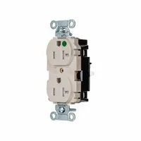HUBBELL Receptacle: Hospital Grade, Duplex, 5-20R, Light Almond, 125V AC, 20 A, 2 Pole / 3 Wire (MPN 8300STLATR)