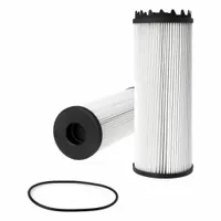 Spin-on fuel/water separator with plastic media material. Outside diameter 4 3/16 in, inside diameter 13/16 in. Designed for use in diesel fuel systems to remove water and contaminants