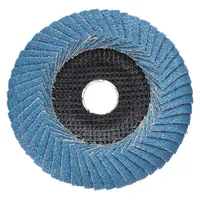 This flap disc is designed for grinding, blending, and finishing carbon and stainless steel surfaces. It features a 5" diameter with a 7/8" connector size, zirconia alumina abrasive, and P60 grit. Suitable for metal fabrication, welding preparation, and maintenance tasks