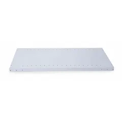 Solid steel shelf for standard metal shelving systems. 20-gauge steel with light gray powder-coated finish. Each shelf measures 36 inches wide by 18 inches deep. Sold in a pack of five.