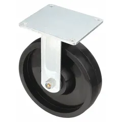 This rigid caster is a replacement component for platform trucks, providing straight-line rolling motion for carts and dollies in material handling applications. Constructed with a polyolefin wheel and steel frame in black, it supports loads up to 625 lb. Overall dimensions are 8 in length and 2 in width.